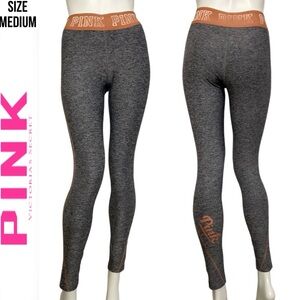Victorias Secret Pink Gray Heather Logo Ultimate Athletic Leggings